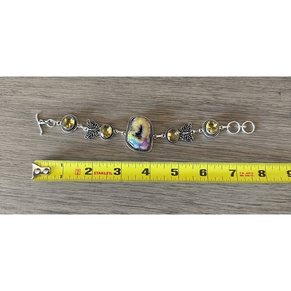 0196 Rainbow Solar Quartz Citrine Butterfly Bracelet Silver Gemstone Jewelry - Picture 6 of 11